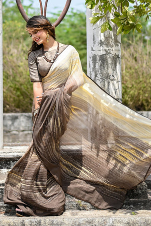 Russet Brown Georgette Saree