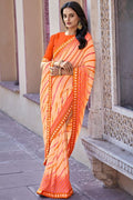 georgette saree, orange saree