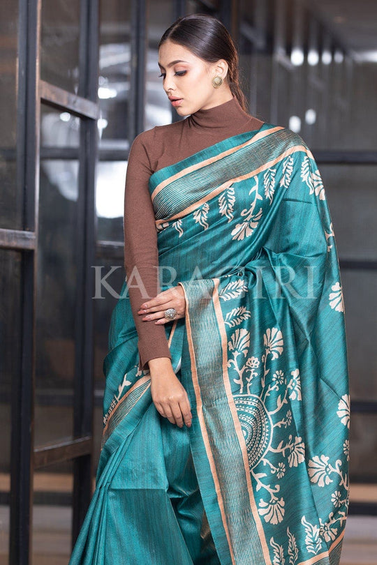 Buy Bright Blue Kalamkari Saree online-Karagiri