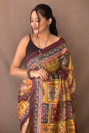 Pratibimb tohfa kalamkari saree - PRATIBIMB - 4202407