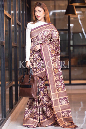 Sangria Brown Kalamkari Saree