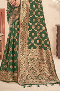 Bottle Green Cotton Saree