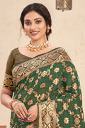 Bottle Green Cotton Saree