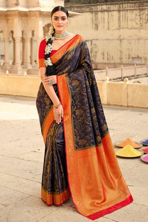 pure silk Classy brown Colour Saree, Shining Party Wear