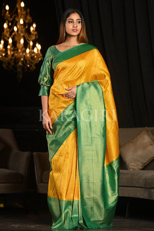 Amber Yellow Kanjivaram Saree