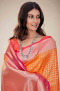 Apricot Orange Kanjivaram Saree