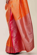 Apricot Orange Kanjivaram Saree