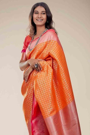 Apricot Orange Kanjivaram Saree