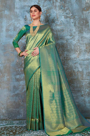 Turquoise Color Royal Banarasi Saree For Wedding – Joshindia