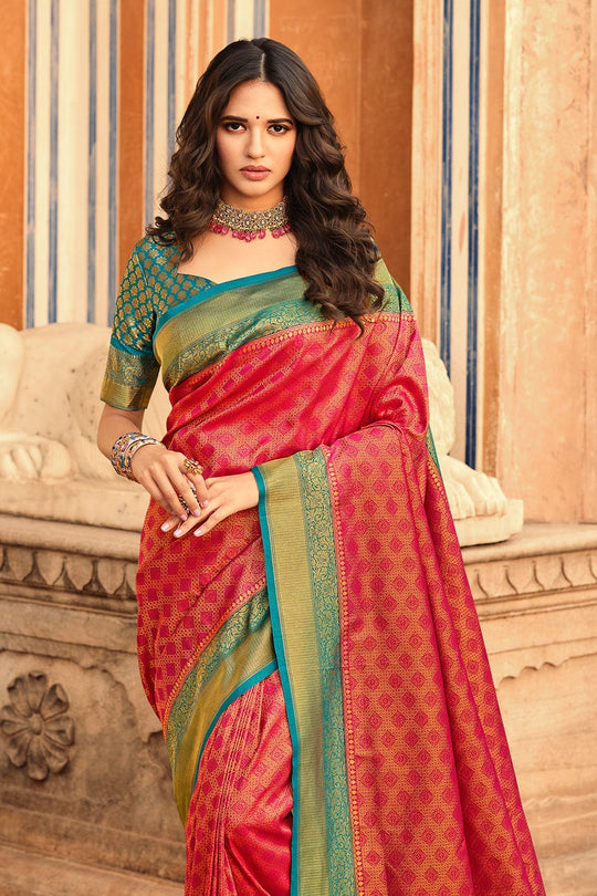 Red Kanchipuram Silk Saree Butta Motifs | Indian Wedding Sarees