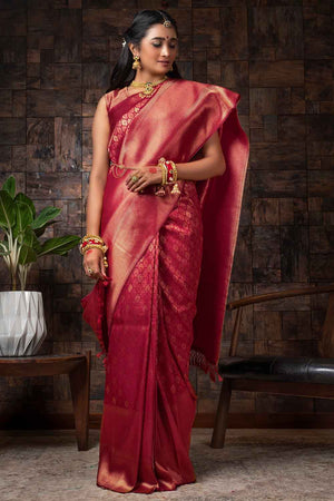 Shop for Exclusive Red Kanjivaram Saree Online | Karagiri