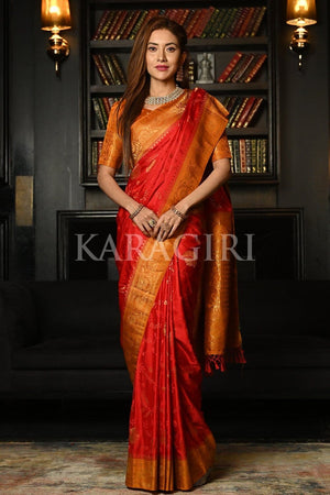 Candy Red Kanjivaram Saree