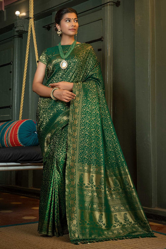 Buy Castleton Green Silk Saree online-Karagiri