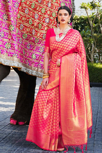 Silk Saree with blouse in Pink colour 5311