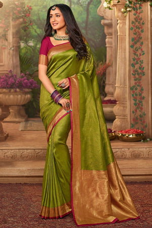 Fern Green Kanjvaram Saree