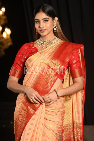 Granite Rose Peach Kanjivaram Saree