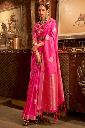 Suchi Dark Pink Soft Silk Saree With Gorgeous Blouse Piece – Zariknyaa