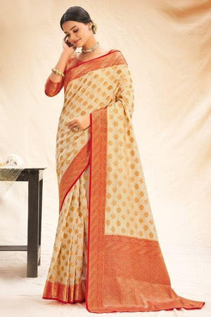 Ivory White Kanjivaram Saree