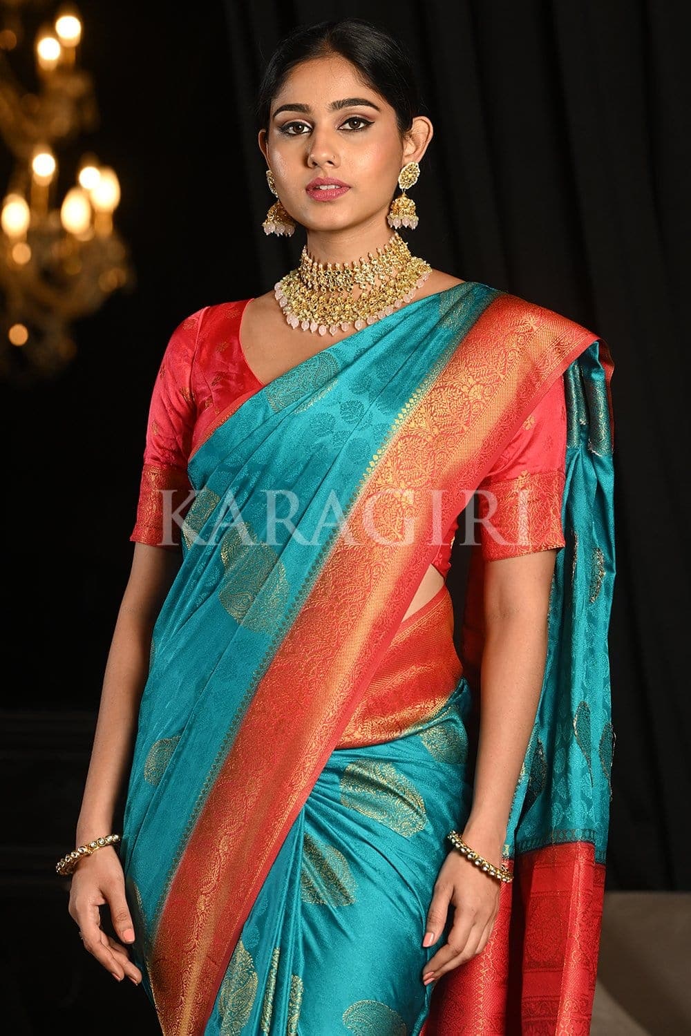 Buy Dark Green & Red Combination Color Pure Kanchipuram Pattu Silk Saree  With Attractive Blouse Piece earth Online in India - Etsy