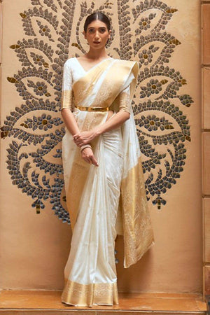Bronze Golden Pure Kanjivaram Silk Saree For Woman with Antique & Gloss  Finish | The Silk Trend