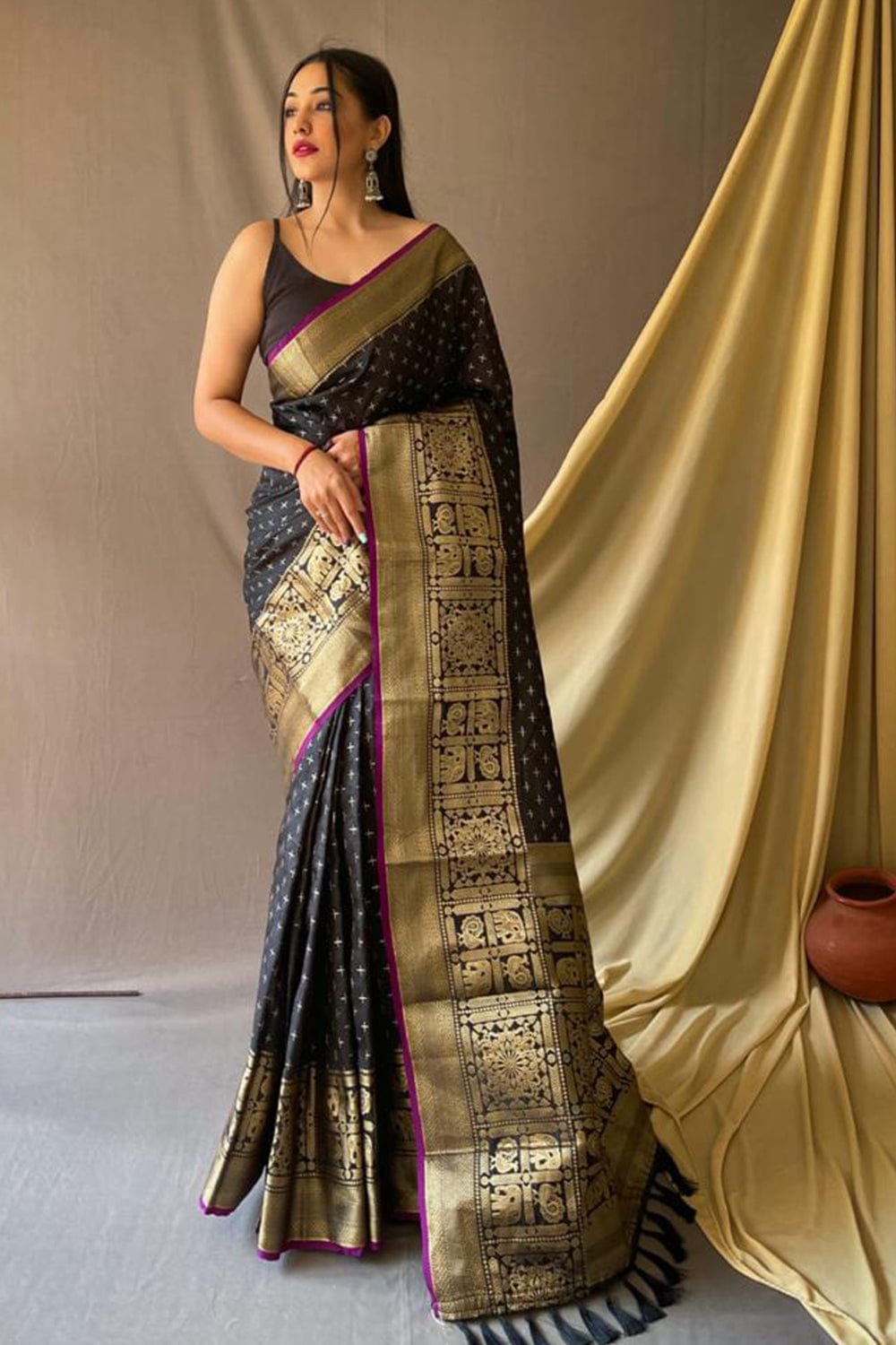 Shop Stunning Minakari Muslin Banarasi Sarees Online | Party Wear Sarees –  Putul's Fashion