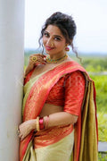 RIDHEEMA TIWARI in Beige Colour Kanjivaram Fusion Saree