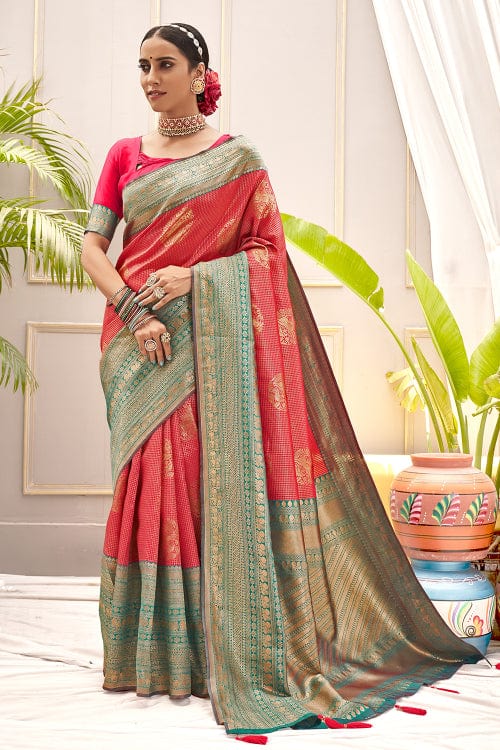 Buy Jade Green Shimmery Kanjivaram Saree online-Karagiri