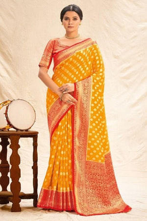 Rubber Ducky Yellow Kanjivaram Saree