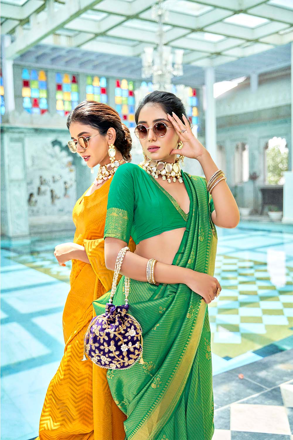 Buy Green Sarees for Women by Miss Beelee Online | Ajio.com