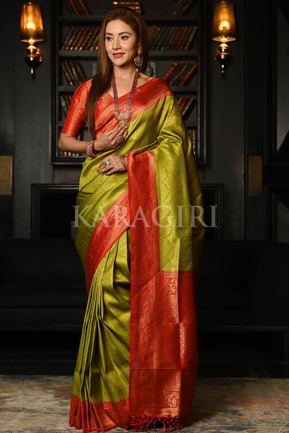 Buy Sheen Green Kanjivaram Saree online-KARAGIRI | FESTIVE SALE – Karagiri