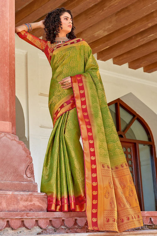 Buy Castleton Green Silk Saree online-Karagiri