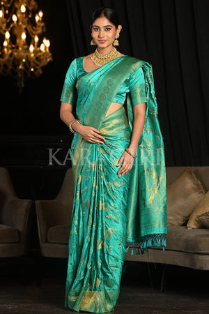 Teal Blue Kanjivaram Saree