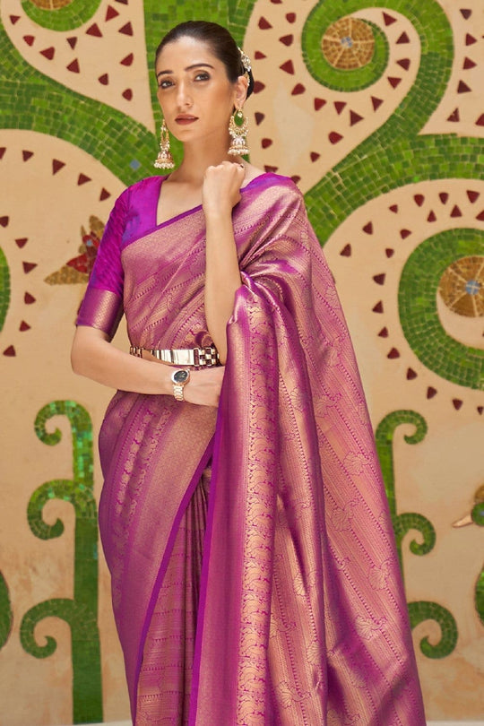 Buy Violet Purple Kanjivaram Saree online-Karagiri