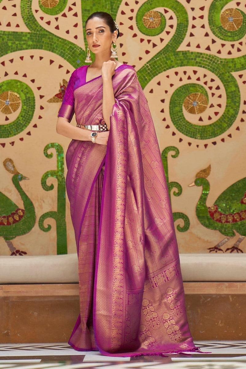 Buy Violet Purple Kanjivaram Saree Online-Karagiri