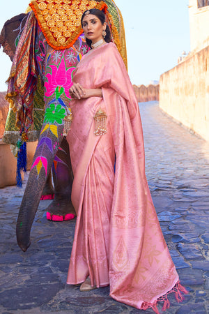 Watermelon Pink Kanjivaram Saree