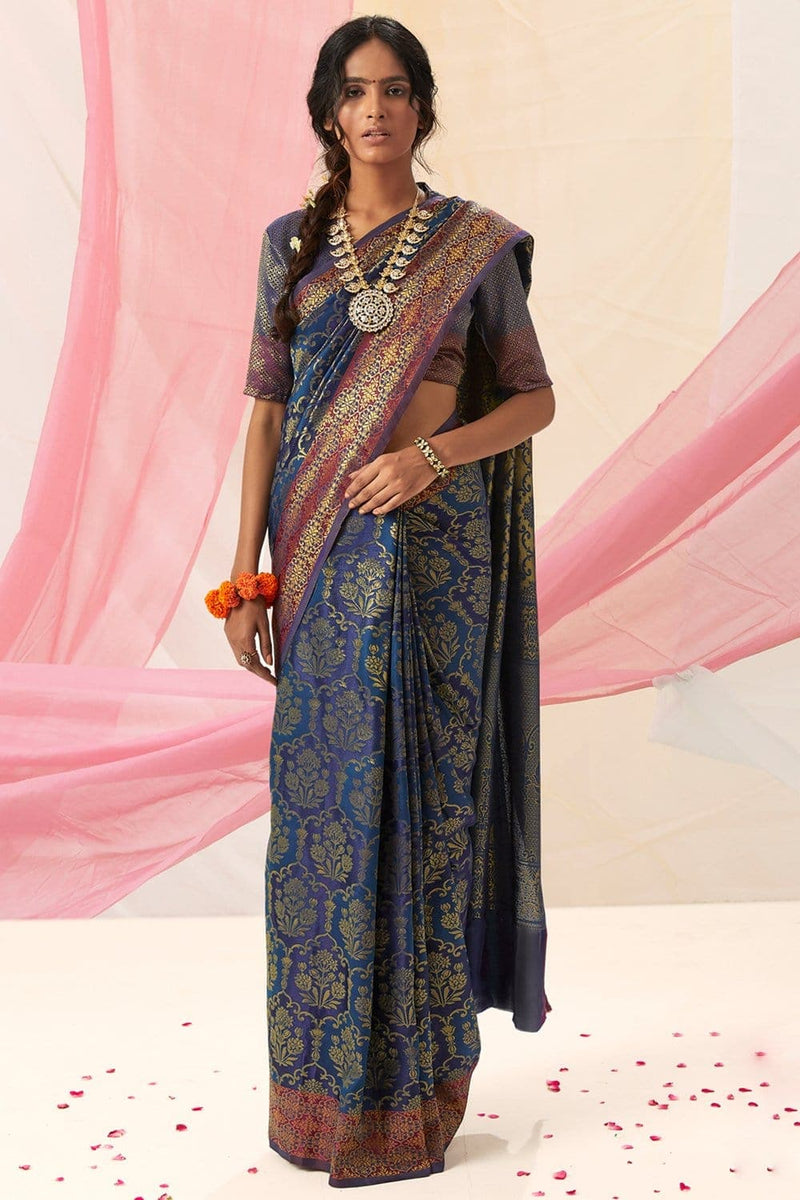 Buy Blue Kanjivaram Saree Online On Karagiri | ONGOING SALE