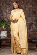 White Gold Zari Work Kanjivaram Saree