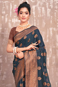 Denim Blue Cotton Silk Saree