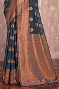 Denim Blue Cotton Silk Saree