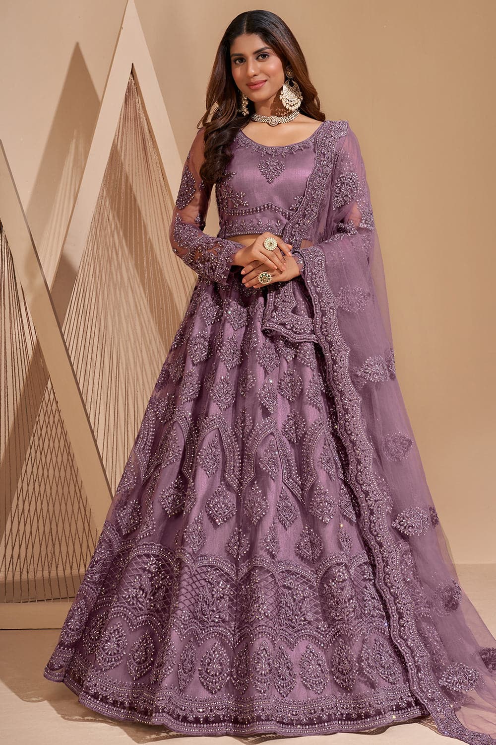 Charming Light Purple Party Wear Organza Lehenga Choli – nirshaa