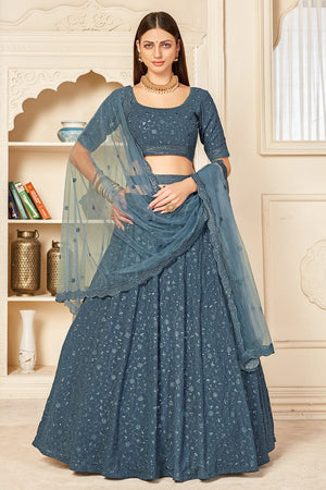 French Blue Lehenga Choli