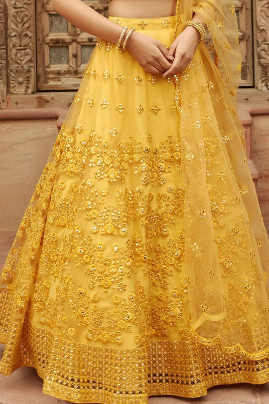 Golden yellow lehenga choli best sale