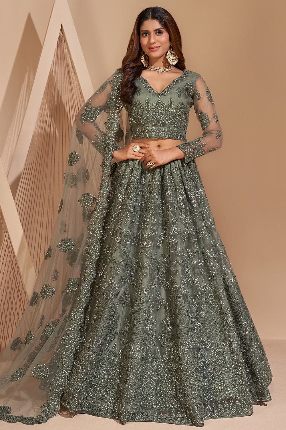 Gray lehenga outlet choli