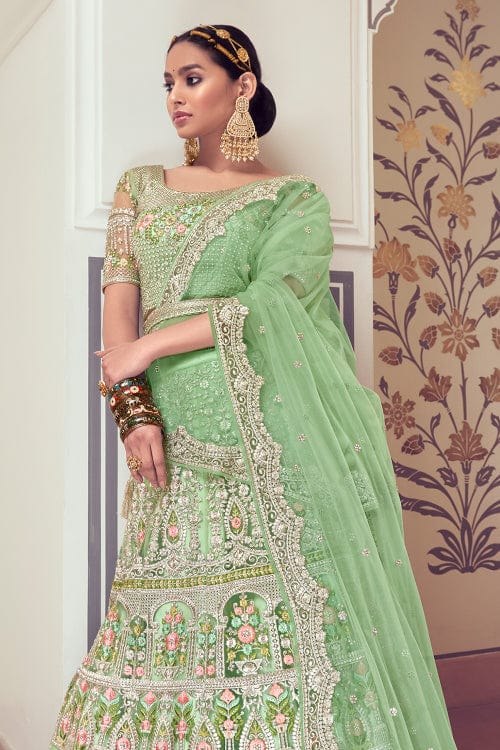 C Green Designer Bridal Lehenga at Best Price in Surat | Anjani Creation