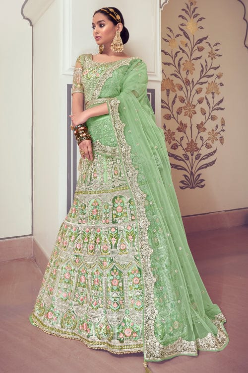 Buy Elegant Green Lehenga Choli With Dupatta ,indian Designer Ready Wear to  Partywear Net With Sequence 9 Mm Work With Embroidery Lehenga Choli Online  in India - Etsy