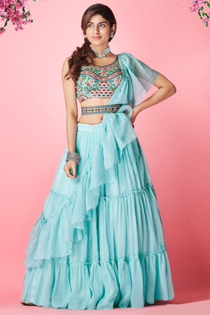 Sky Blue Lehenga Choli