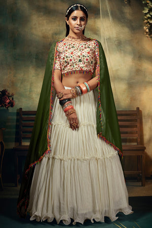 White Green Lehenga Choli