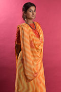 orange leheriya saree