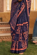 Linen Saree Dark Sky Blue Linen Saree saree online