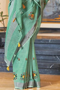 Linen Saree Fern Green Linen Saree saree online